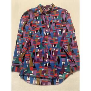 Vintage Wrangler Shirt Mens X-long Tails 15.5 Aztec Western Brushpopper 80s 90s